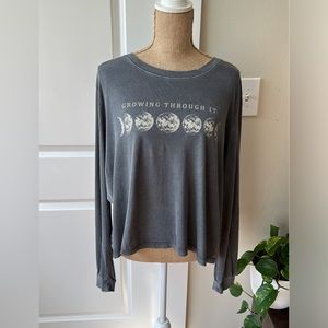 Grow through it Moon Phases Cropped Longsleeve Tshirt